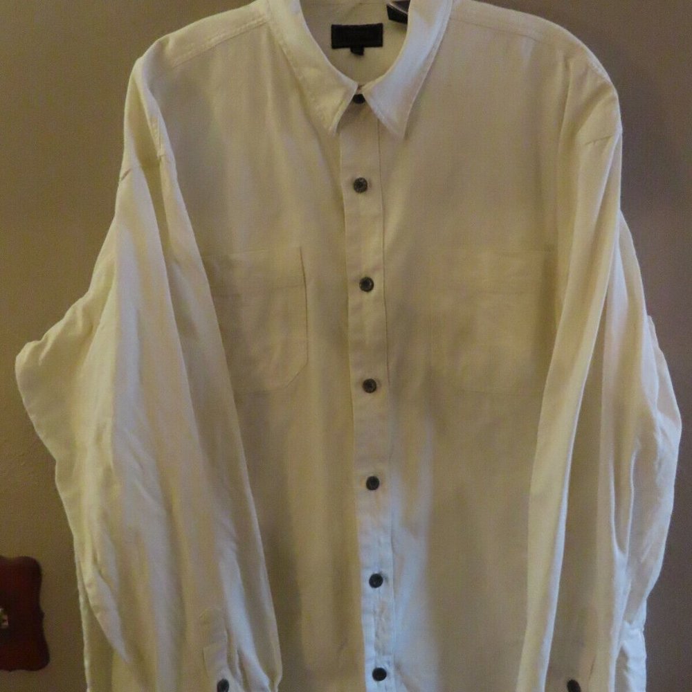 Roper Long Sleeve Shirt; Thick; White; Size 2XL; Buttons